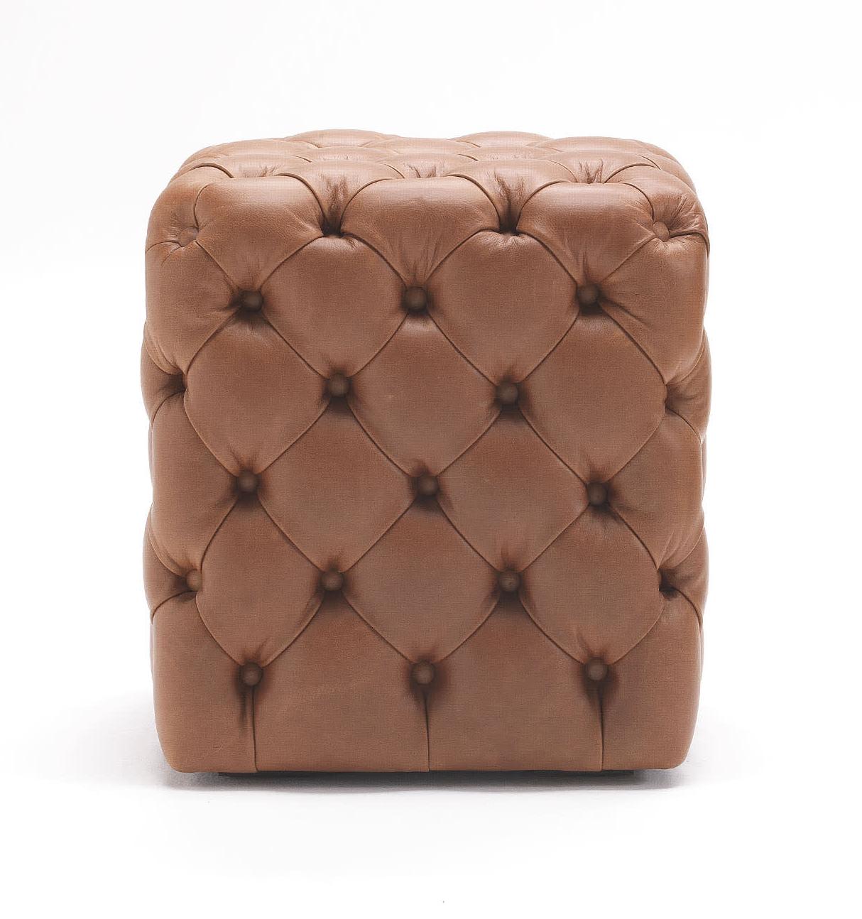 Clod Leather-Upholstered Pouf