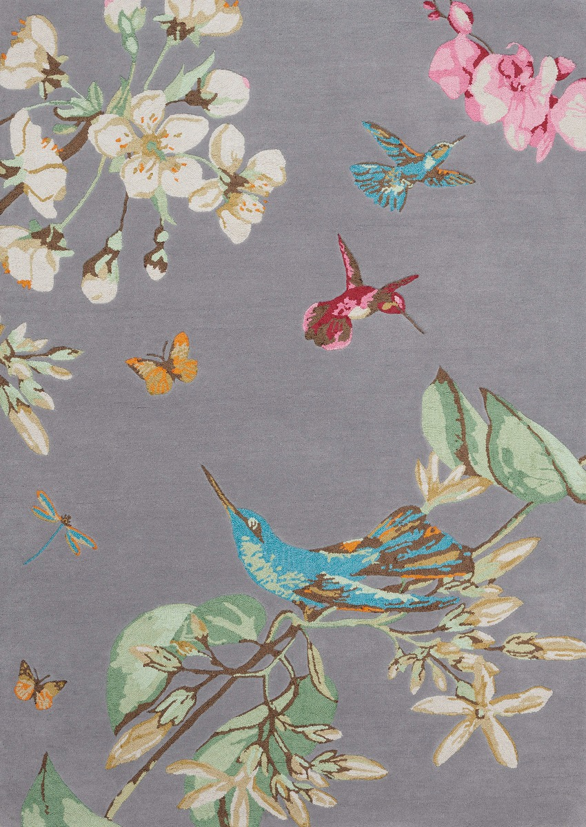 Hummingbird Grey Hand-Woven Rug | Size: 120 x 180 cm