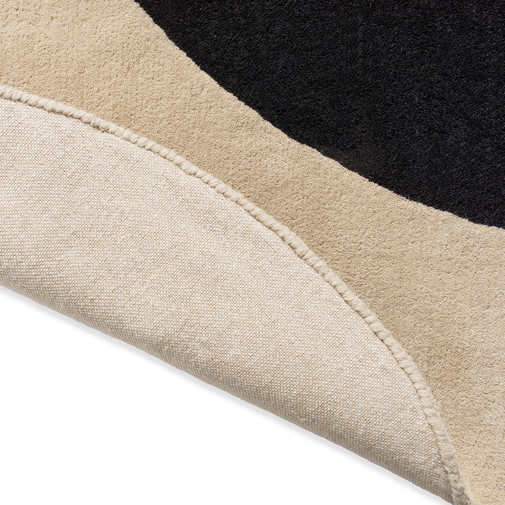 Flower Black / Ivory Designer Wool Rug | Size: Ø 200 cm
