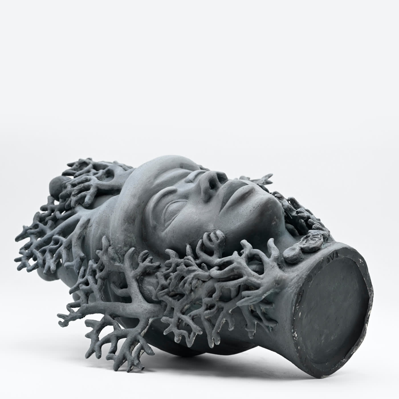 Vibrant Coral Moor's Head Sculpture