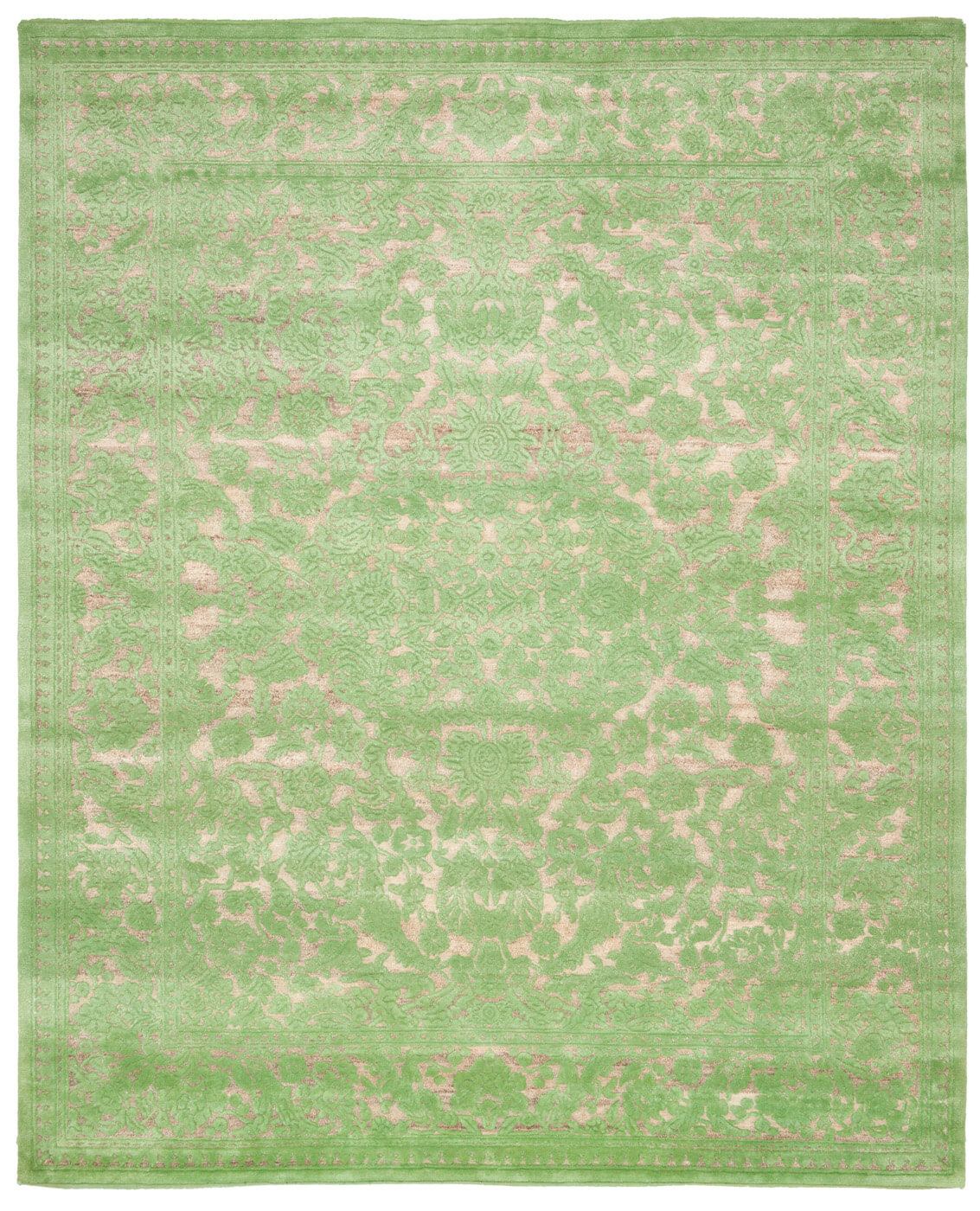 Medallion Hand-woven Green Luxury Rug | Size: 300 x 400 cm