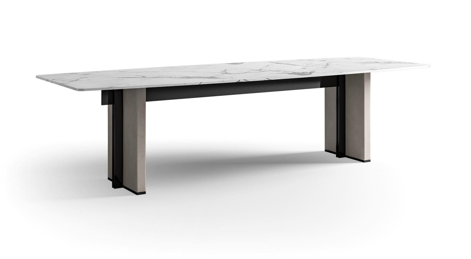 Marble Dining Table with Leather Legs
