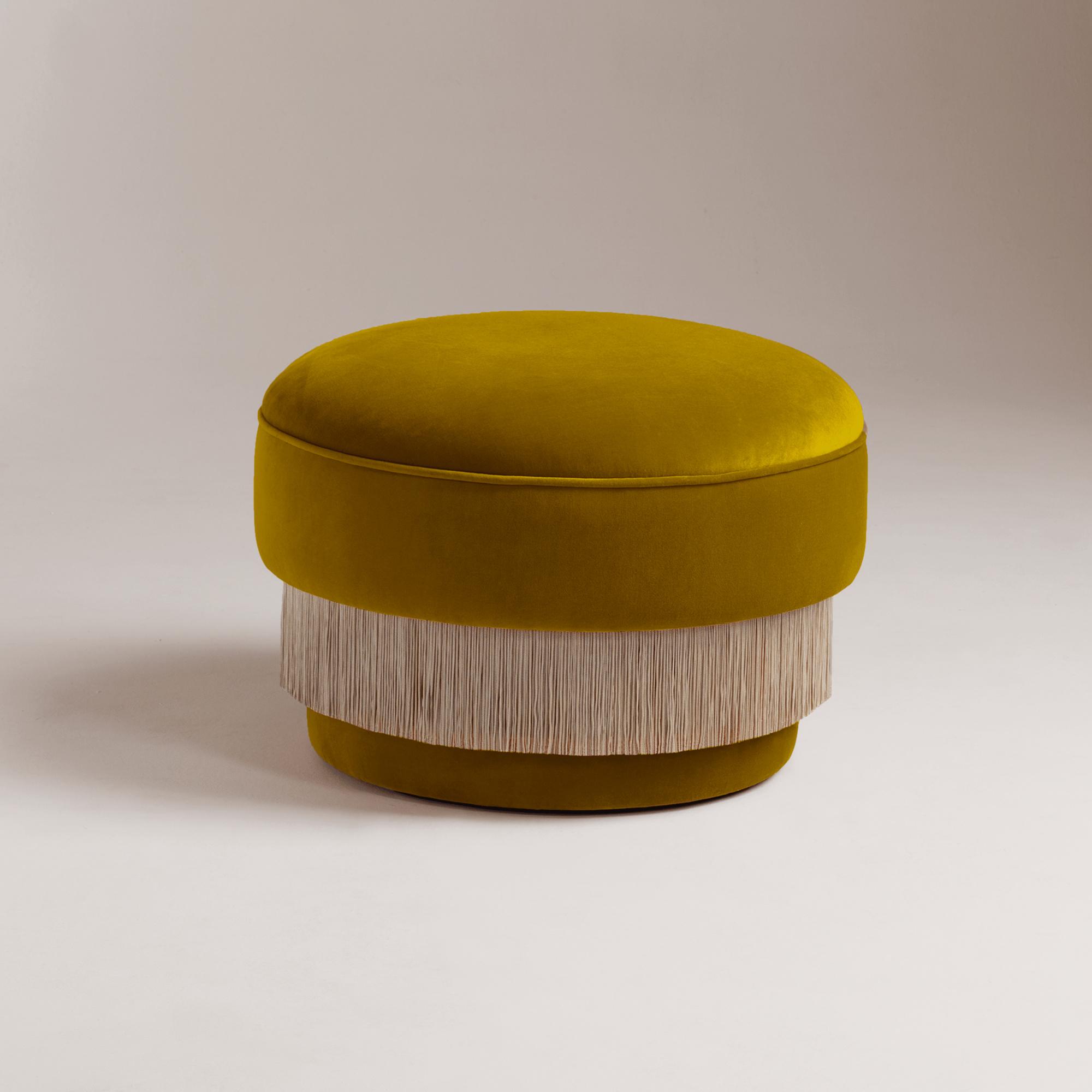 La Folie Yellow Round Pouf
