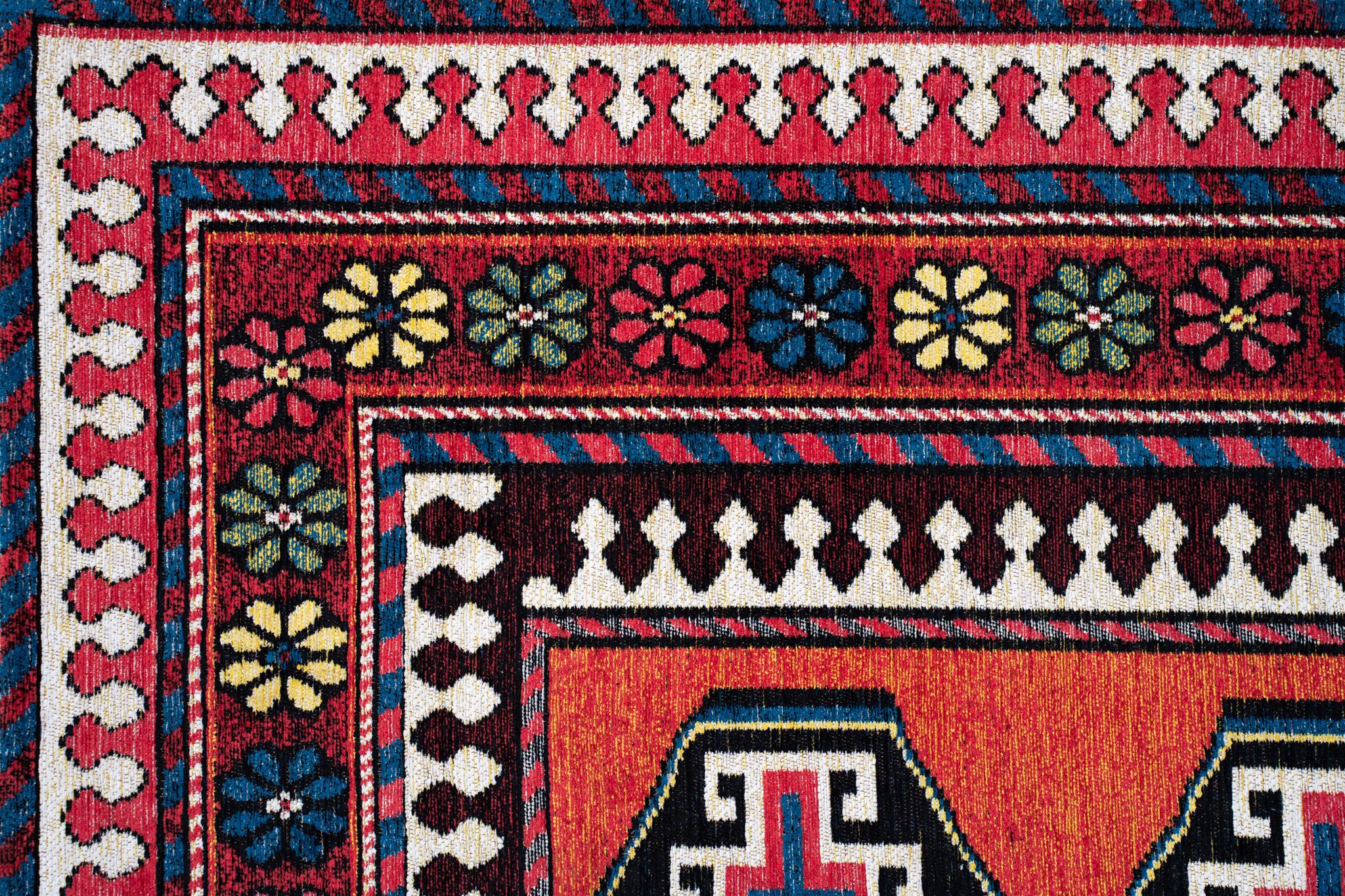 Tribal Red Multicolor Area Rug | Size: 140 × 200 cm