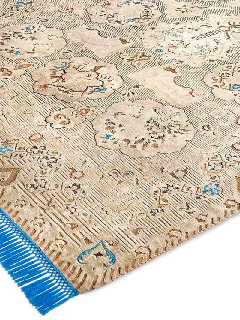 Dragon Blue / Beige Silk / Wool Rug