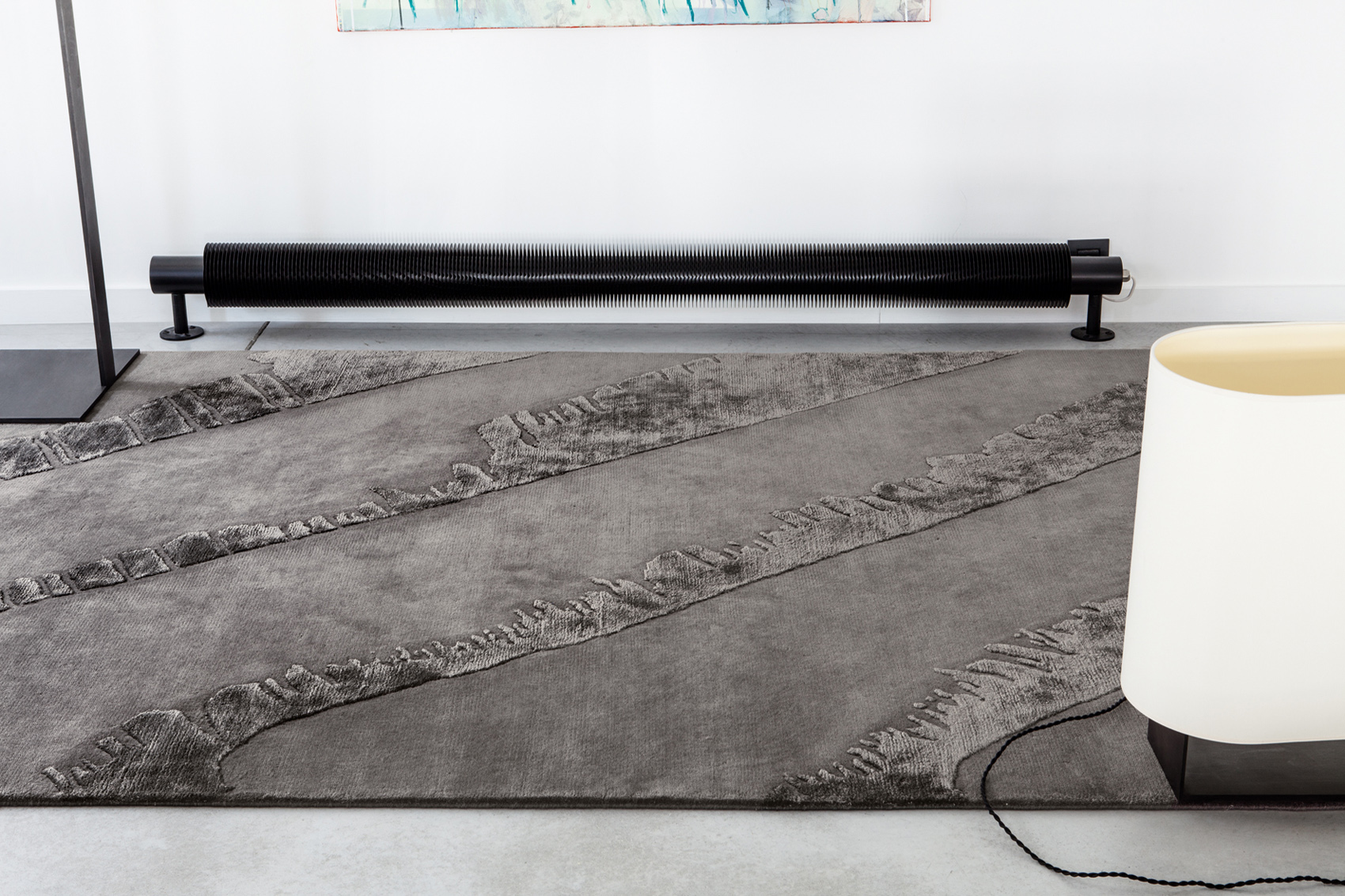 Grey Viscose / Wool Handwoven Abstract Luxury Rug | Size: 170 x 240 cm
