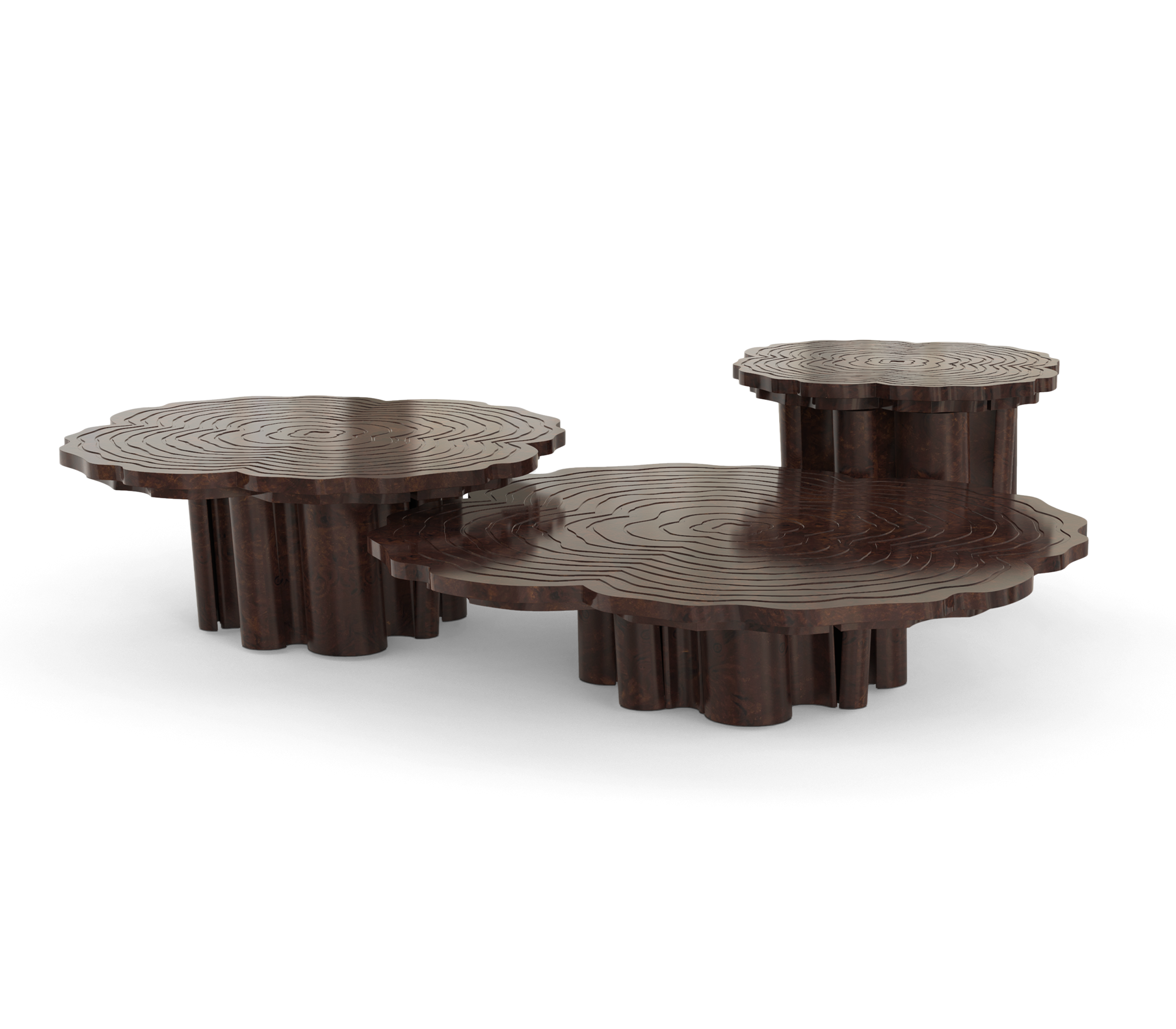 Walnut 3-Piece Coffee Table Set