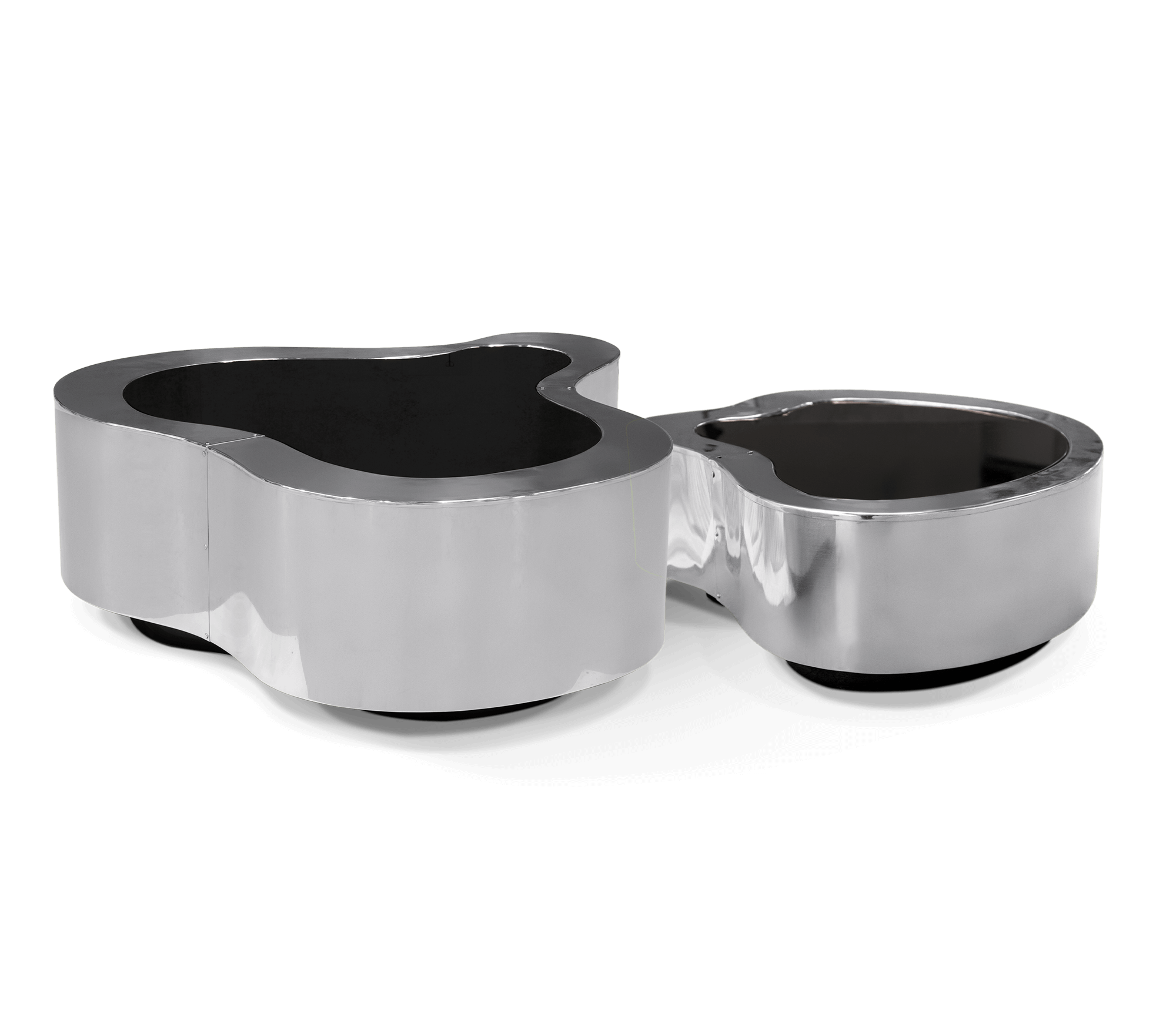 Polished Stainless Steel Coffee Table Set | Configuration: Big