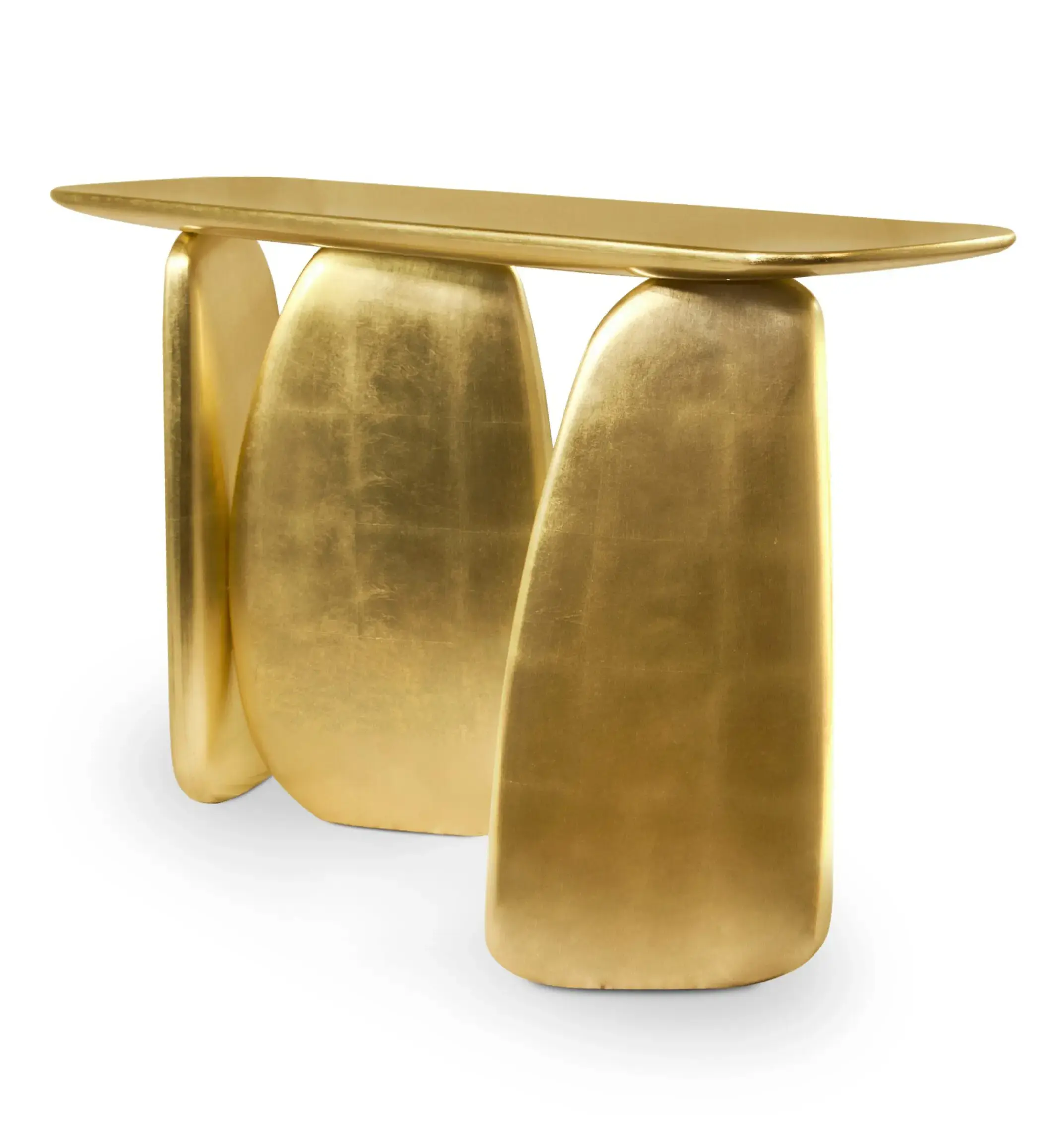 Sculptural Gold Artisan Console Table