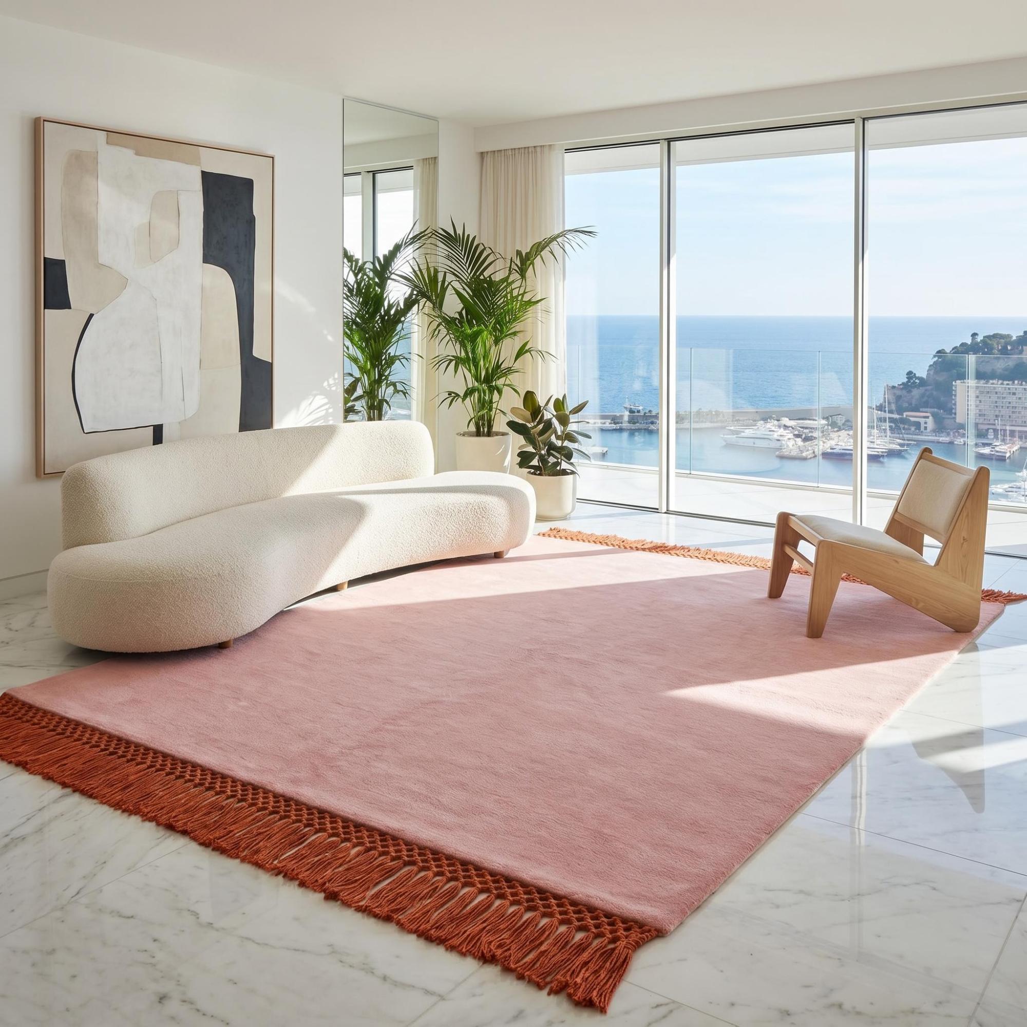 Minimal Fringe Blush Artisan Rug