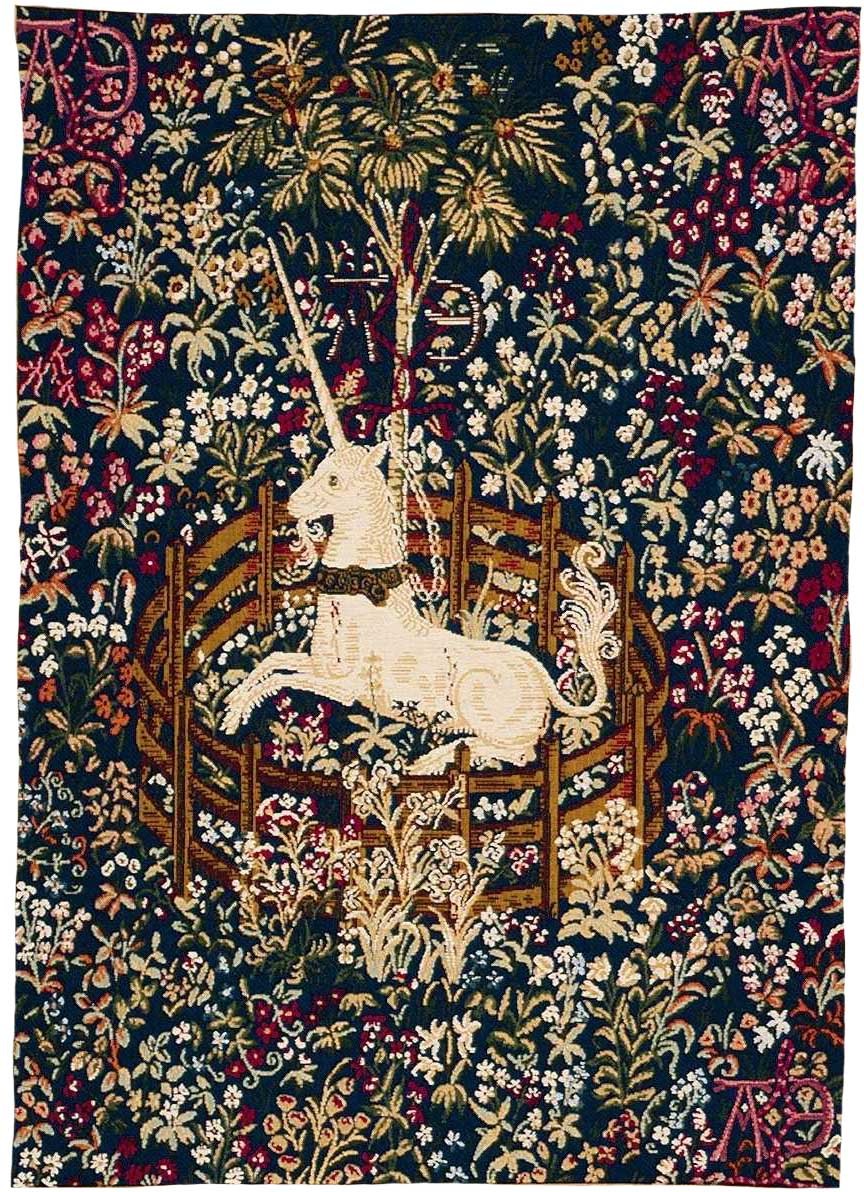 Captive Blue Unicorn Tapestry without Border
