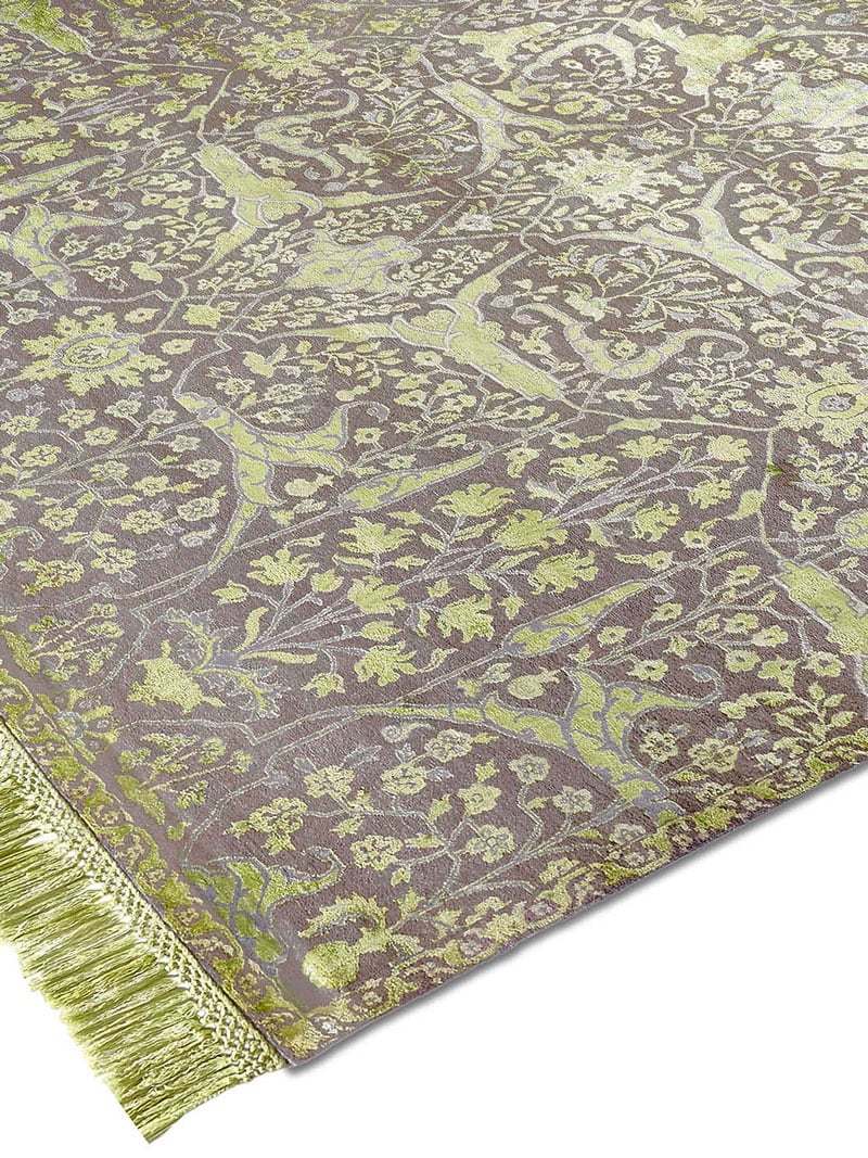 Teheran Green Hand-Knotted Wool / Silk Rug ☞ Size: 300 x 400 cm