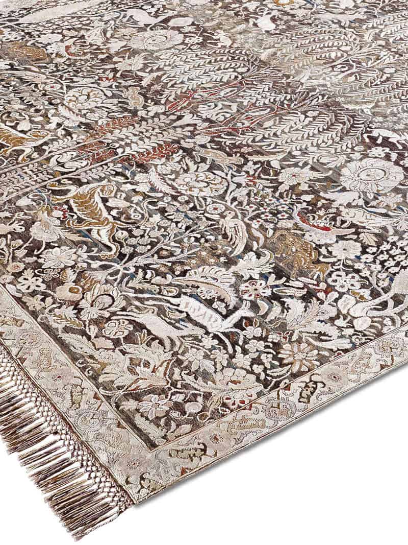Gold / Grey Luxury Silk / Wool Rug | Size: 274 x 365 cm