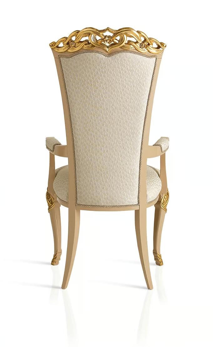 Ivory/Gold Italian Chair with Armrests