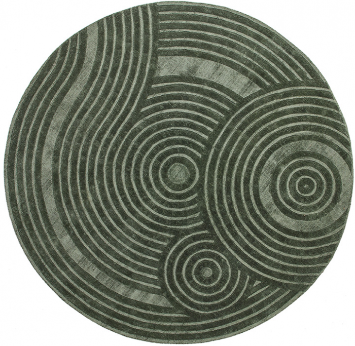 Designer Green Indian Hand-Woven Rug