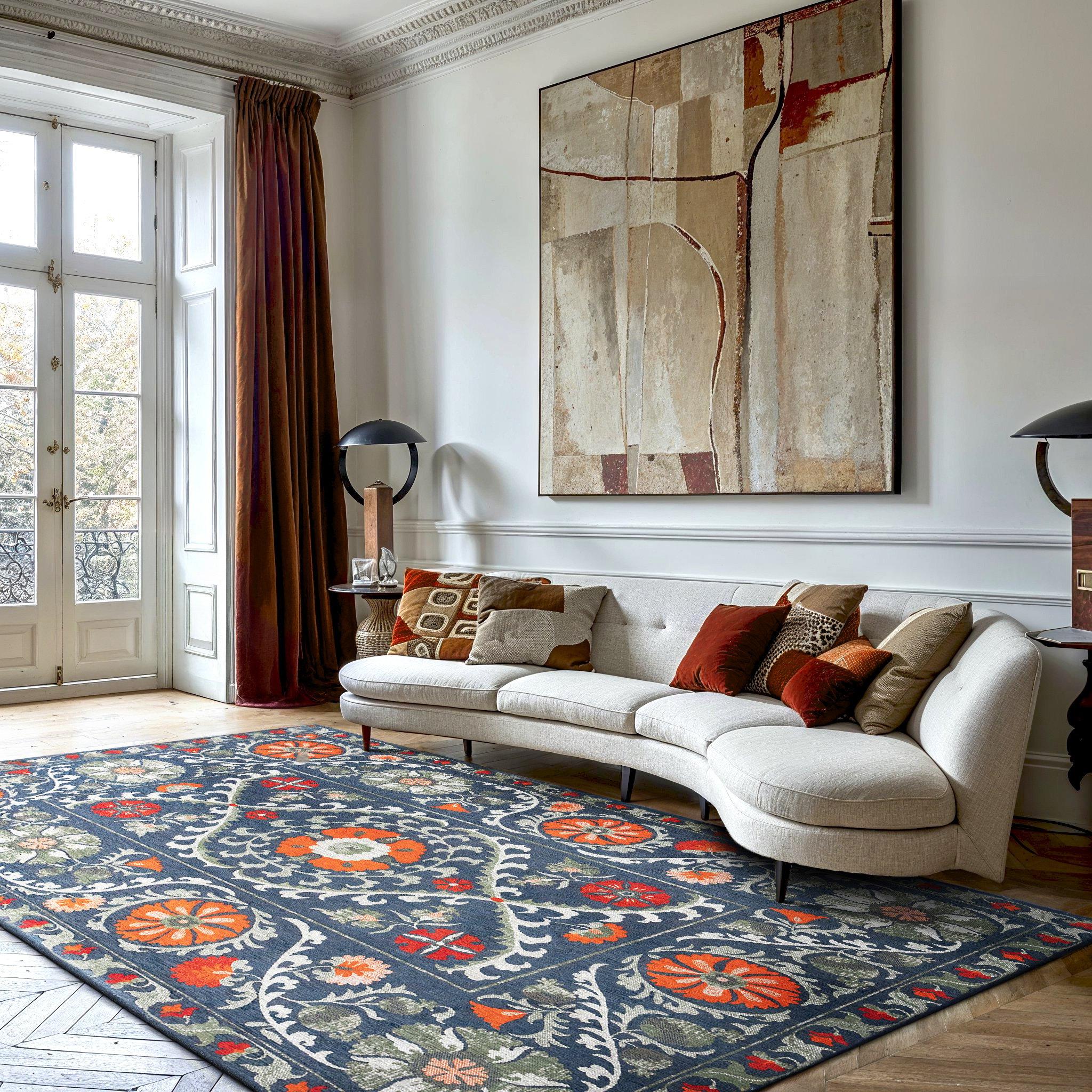 Scandinavian-Inspired Suzani Rug | Size: 280 × 390 cm