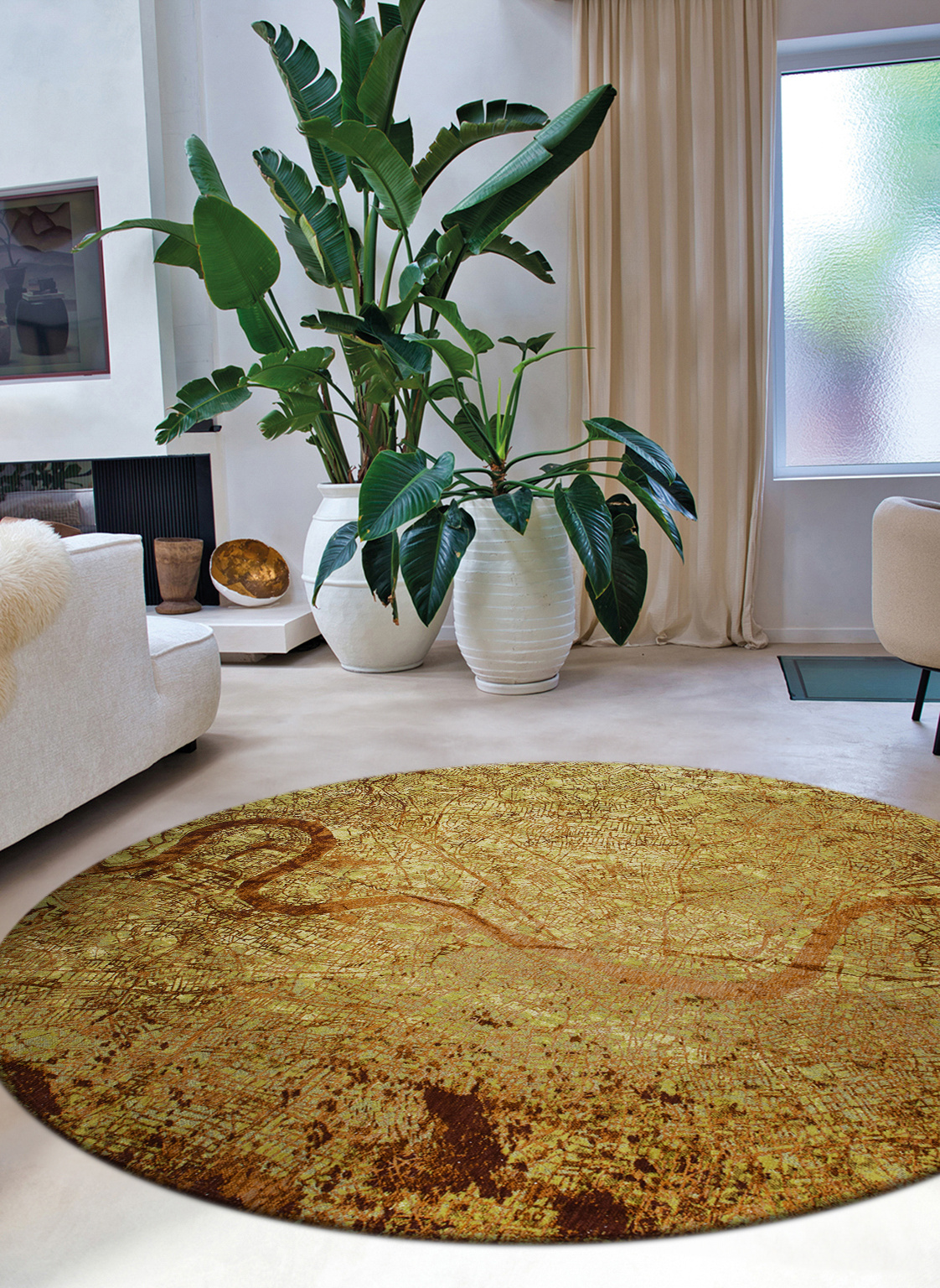 Earthy Green Round Rug | Size: Ø 240 cm