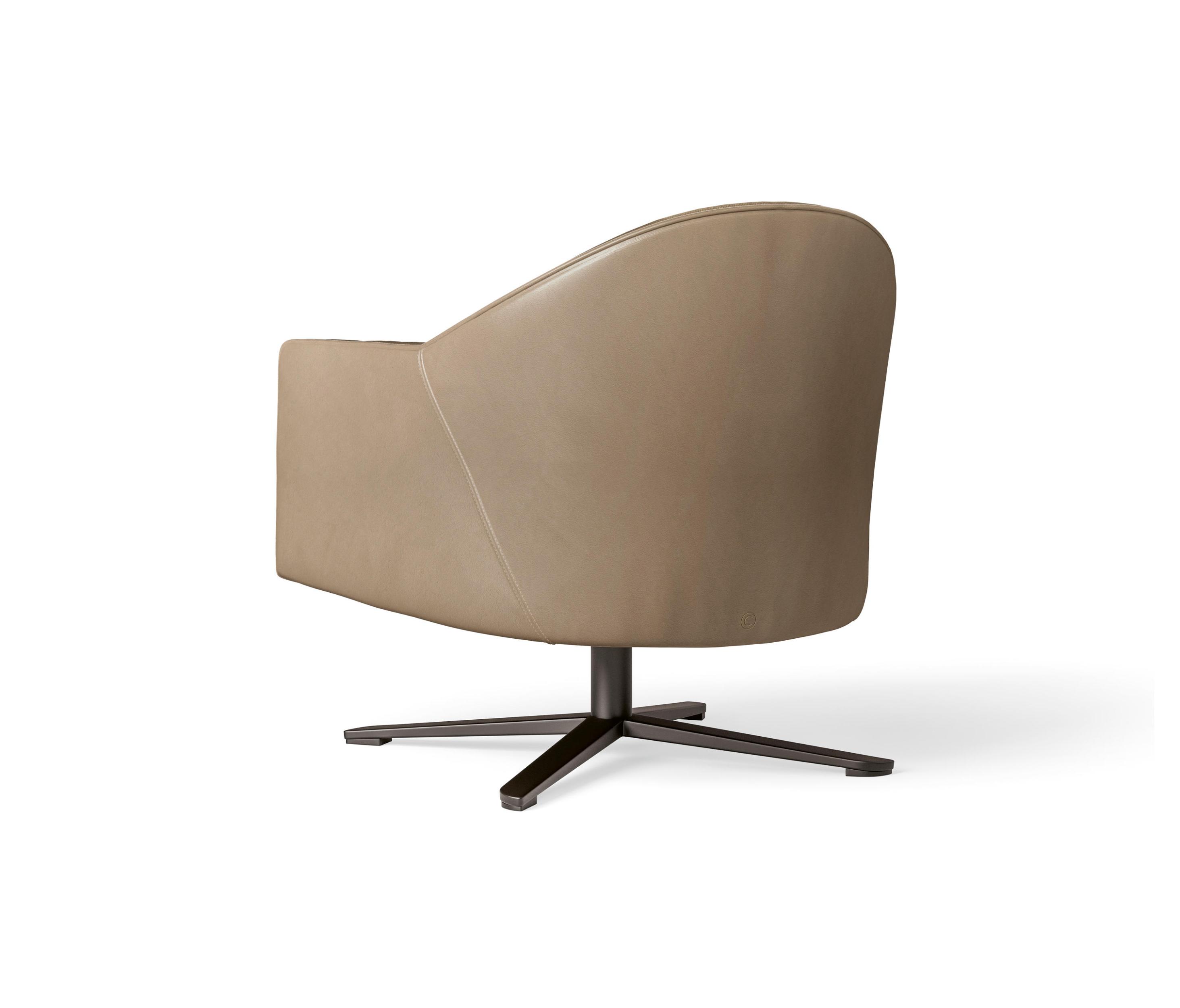 Leather and Fabric Swivel Armchair