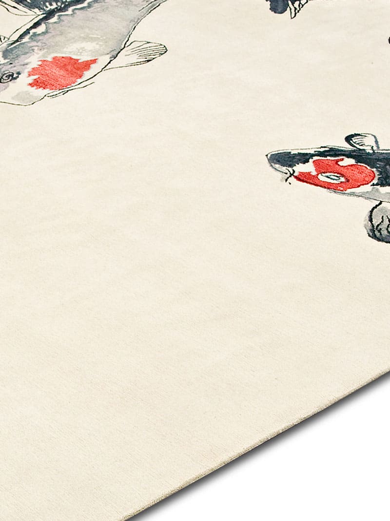 Fish Original on White Luxury Hand-Woven Rug
