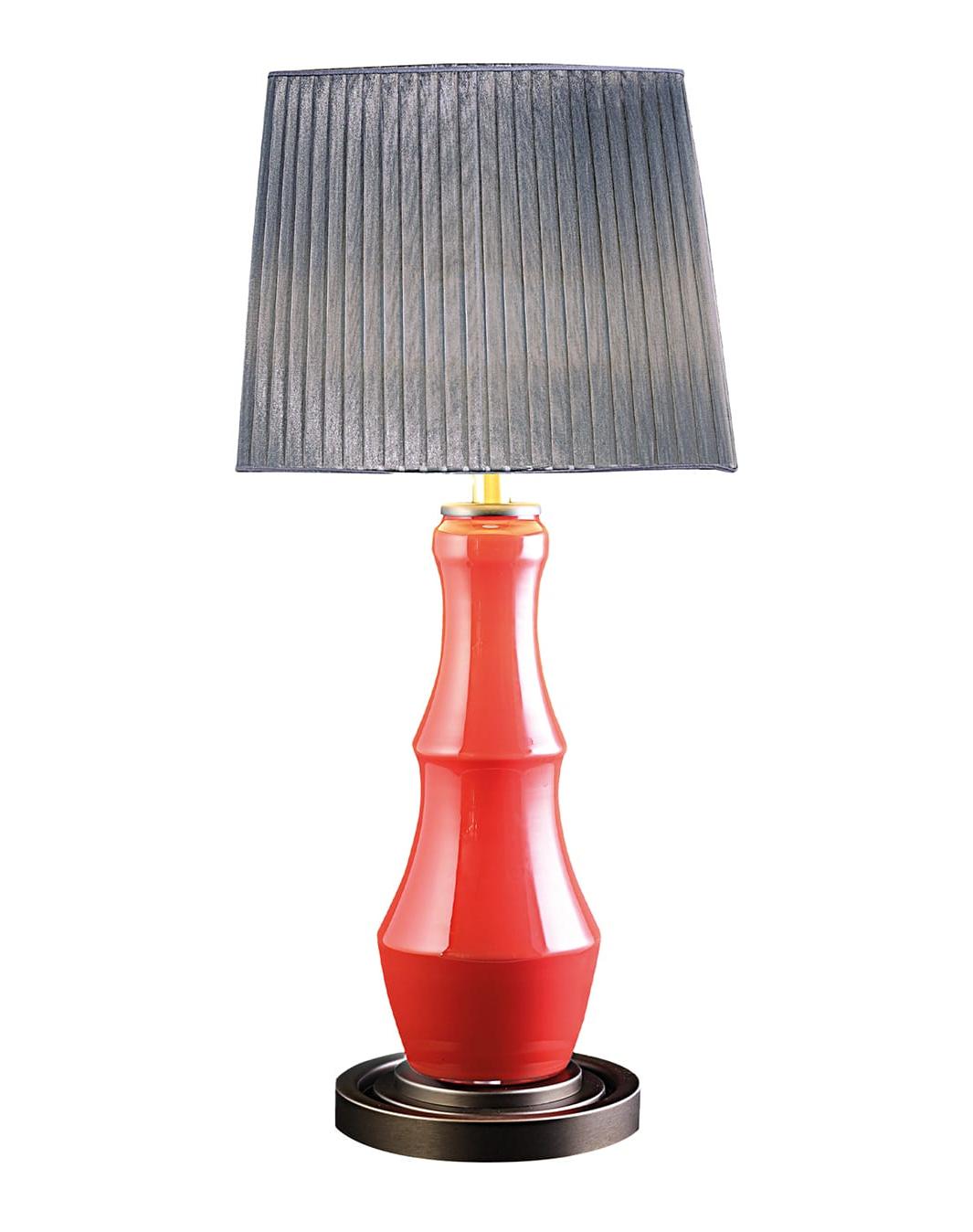 Artisan Coral Red Blown Glass Lamp