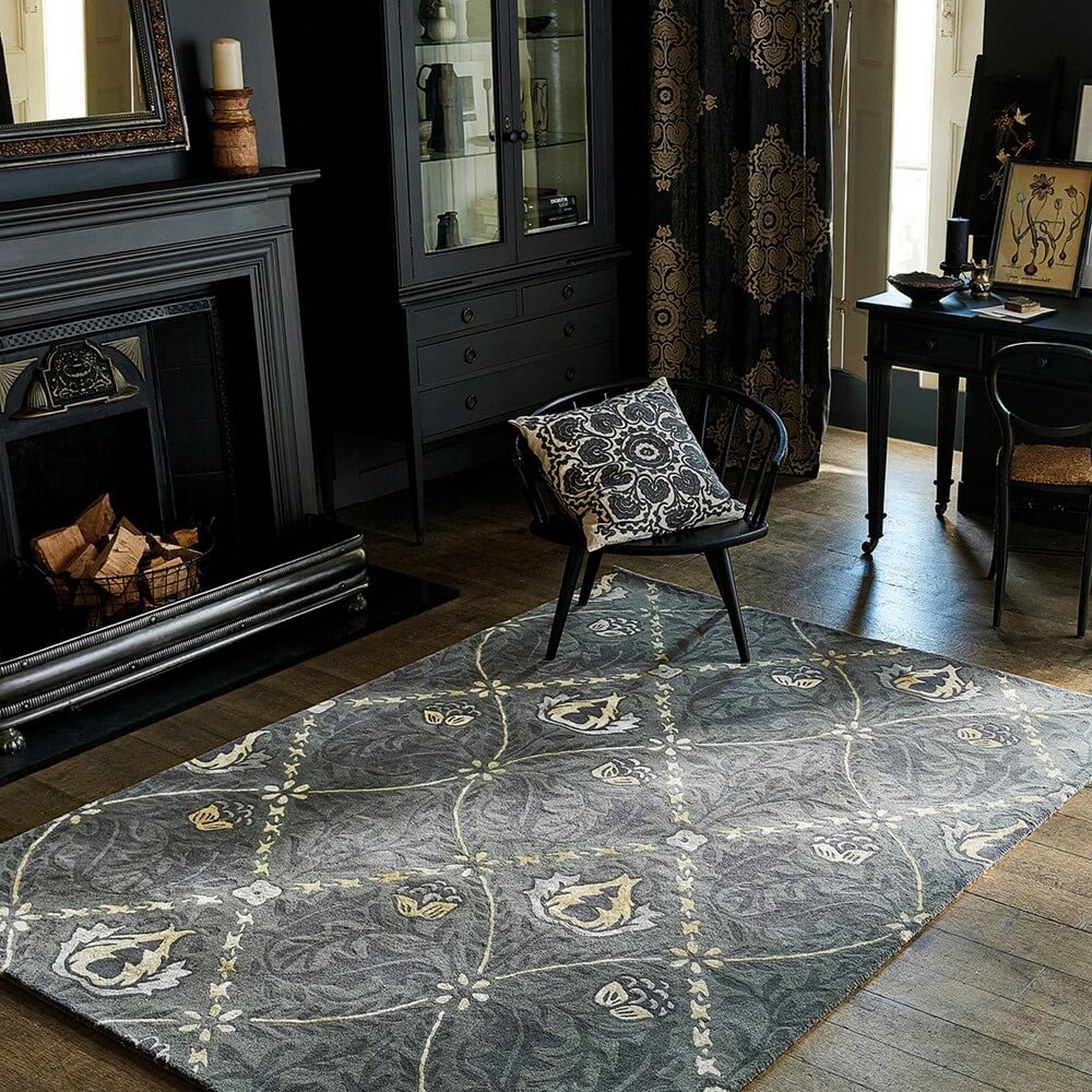 Pure Trellis 029105 Black Ink Rug by Morris & Co | Size: 250 x 350 cm