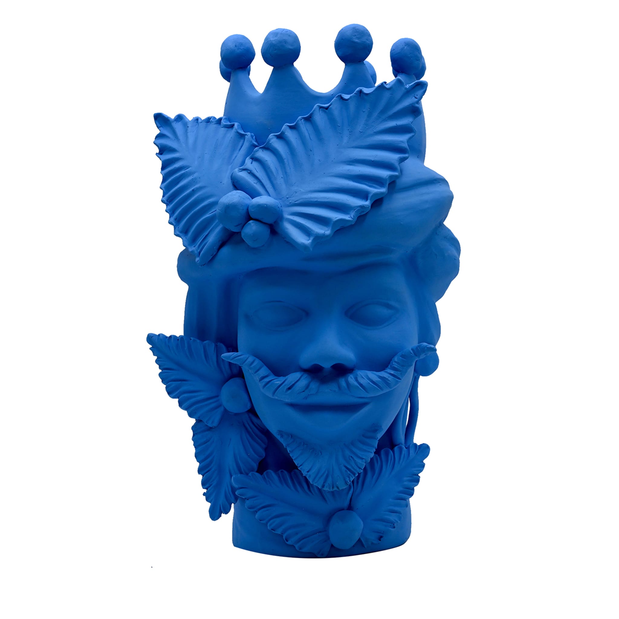Handcrafted Moor's Head Blue Sculpture Italian Design