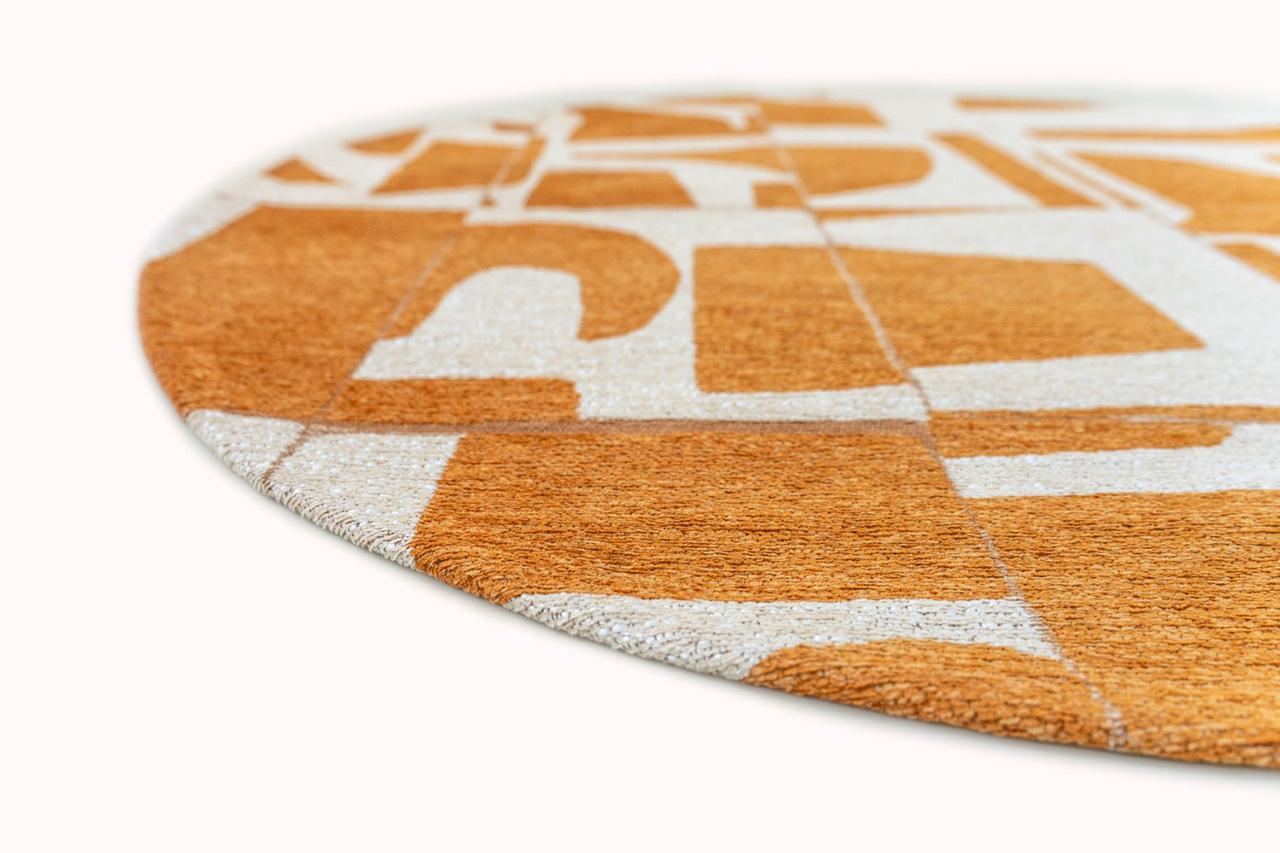 Golden Ochre Geometric Round Rug | Size: Ø 240 cm
