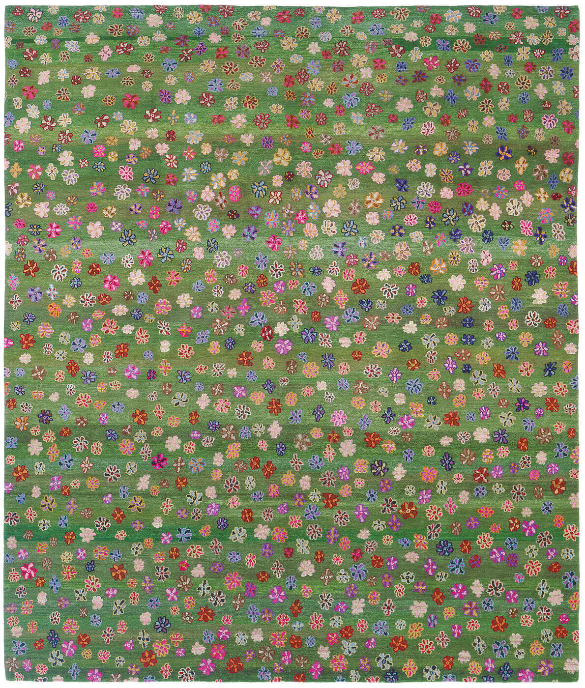 Flowers Green Hand-woven Luxury Rug ☞ Size: 200 x 300 cm