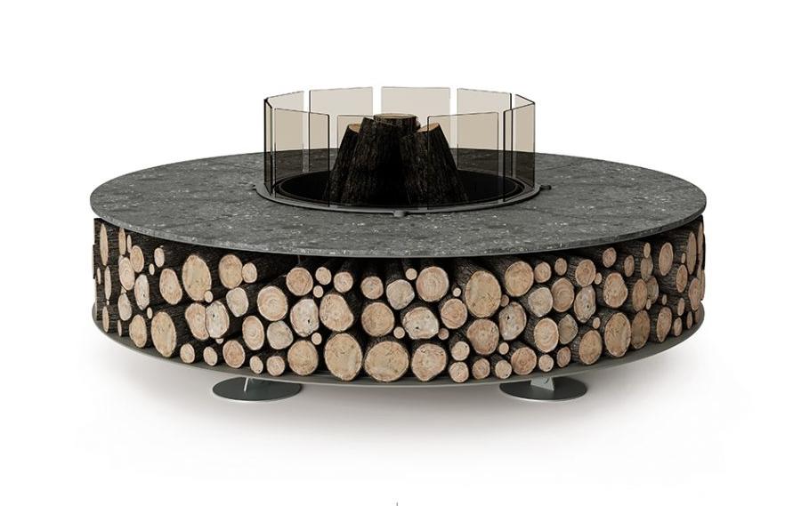 Keramik Outdoor Fire Pit | Finishing: Botticino Dorato | Dimensions: Ø 100 cm