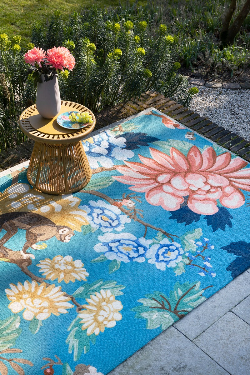 Garden Blue Outdoor Modern Hand Woven Rug