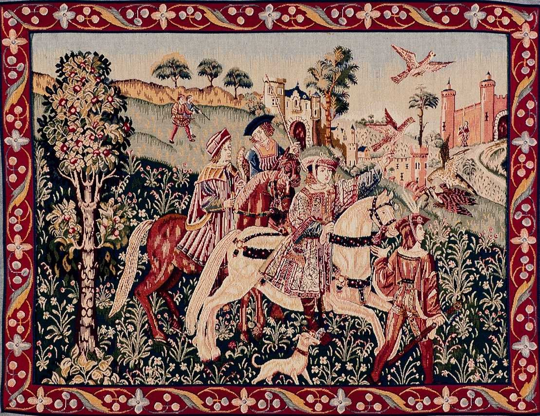 Return from the Hunt with Border Tapestry | Size: 50 x 67 cm