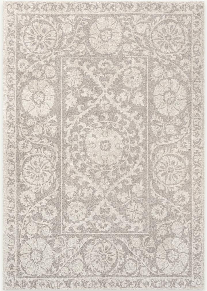 Subtle Grey Suzani Pattern Rug | Size: 170 x 240 cm