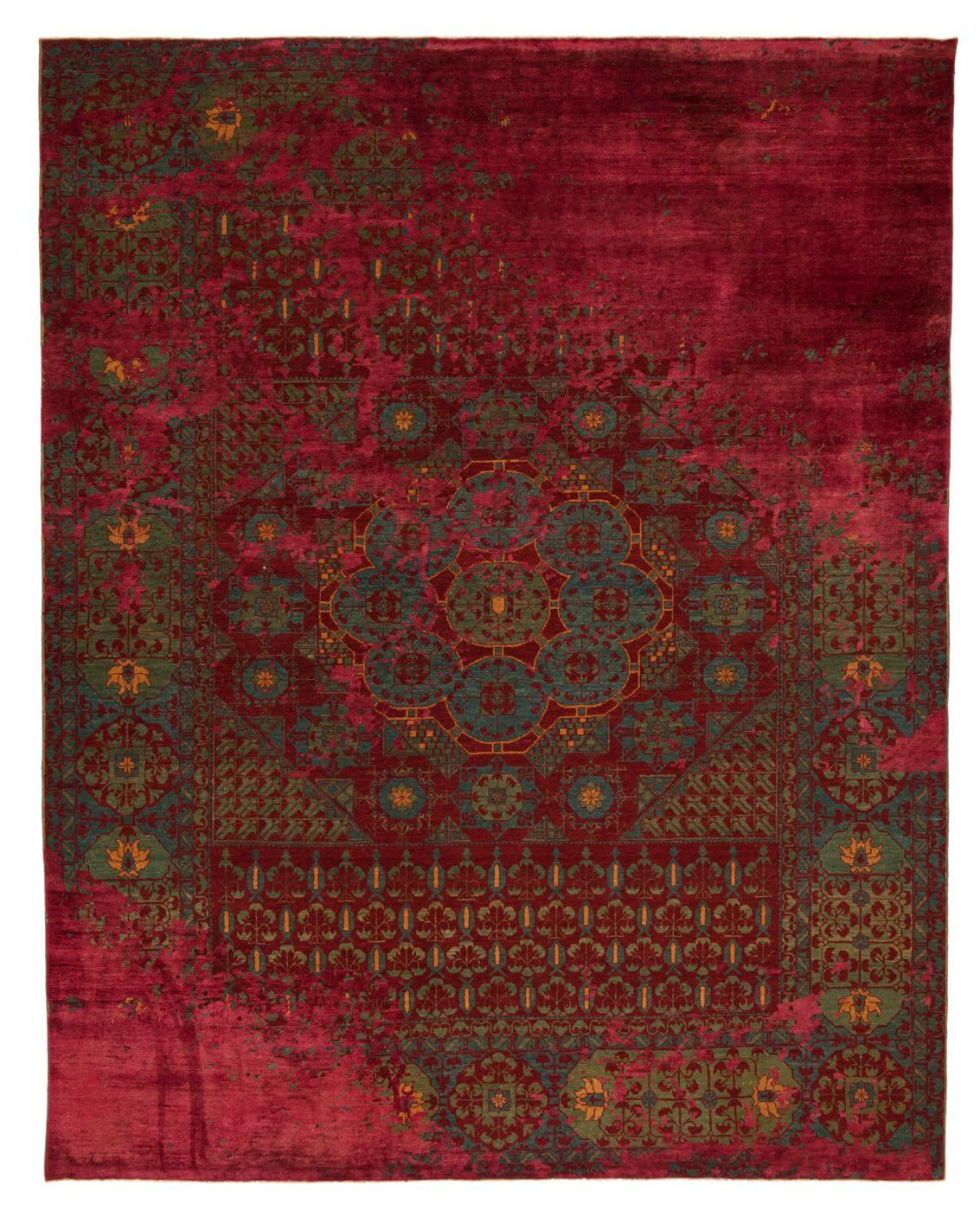 Red Hand-woven Wool / Silk Luxury Rug
