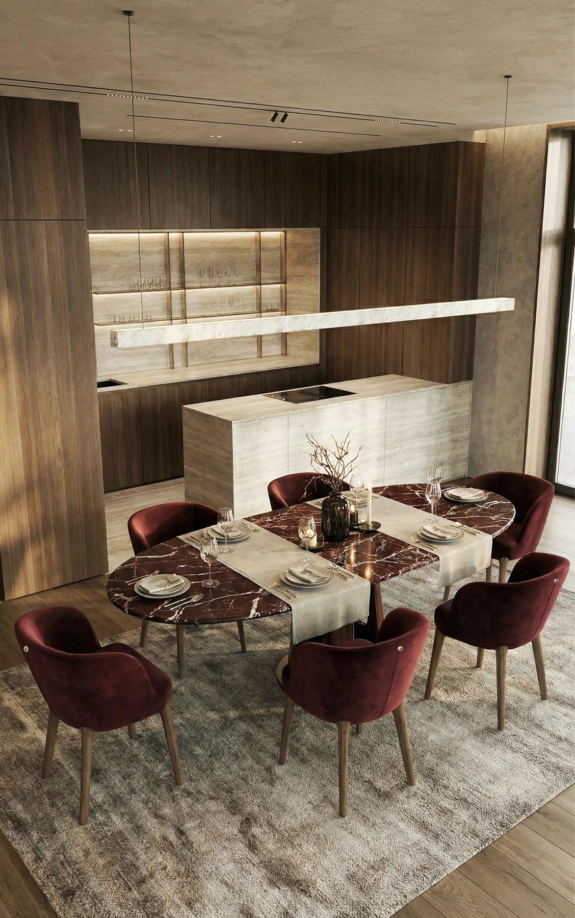 Aura Oval Marble Dining Table