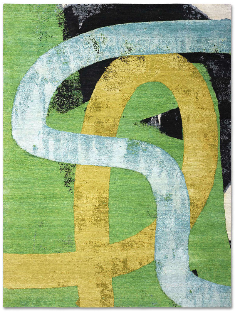 Original Green / Yellow Hand-Woven Exquisite Rug