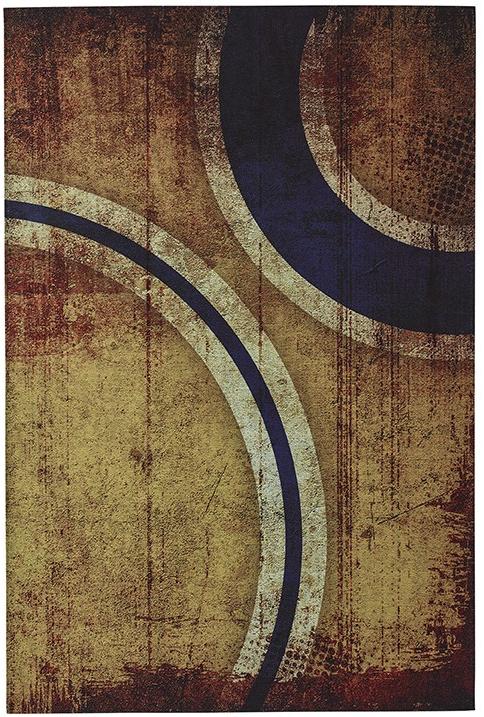 Abstract Blue / Gold Modern Rug