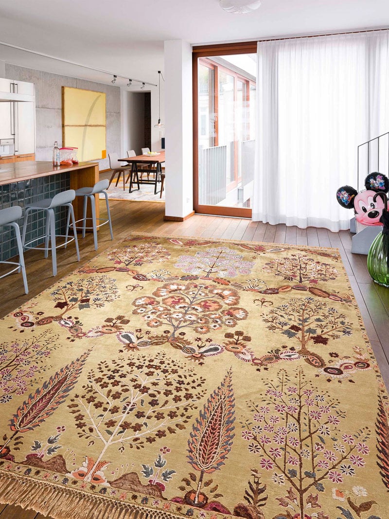 Mughal Yellow Luxury Handwoven Rug