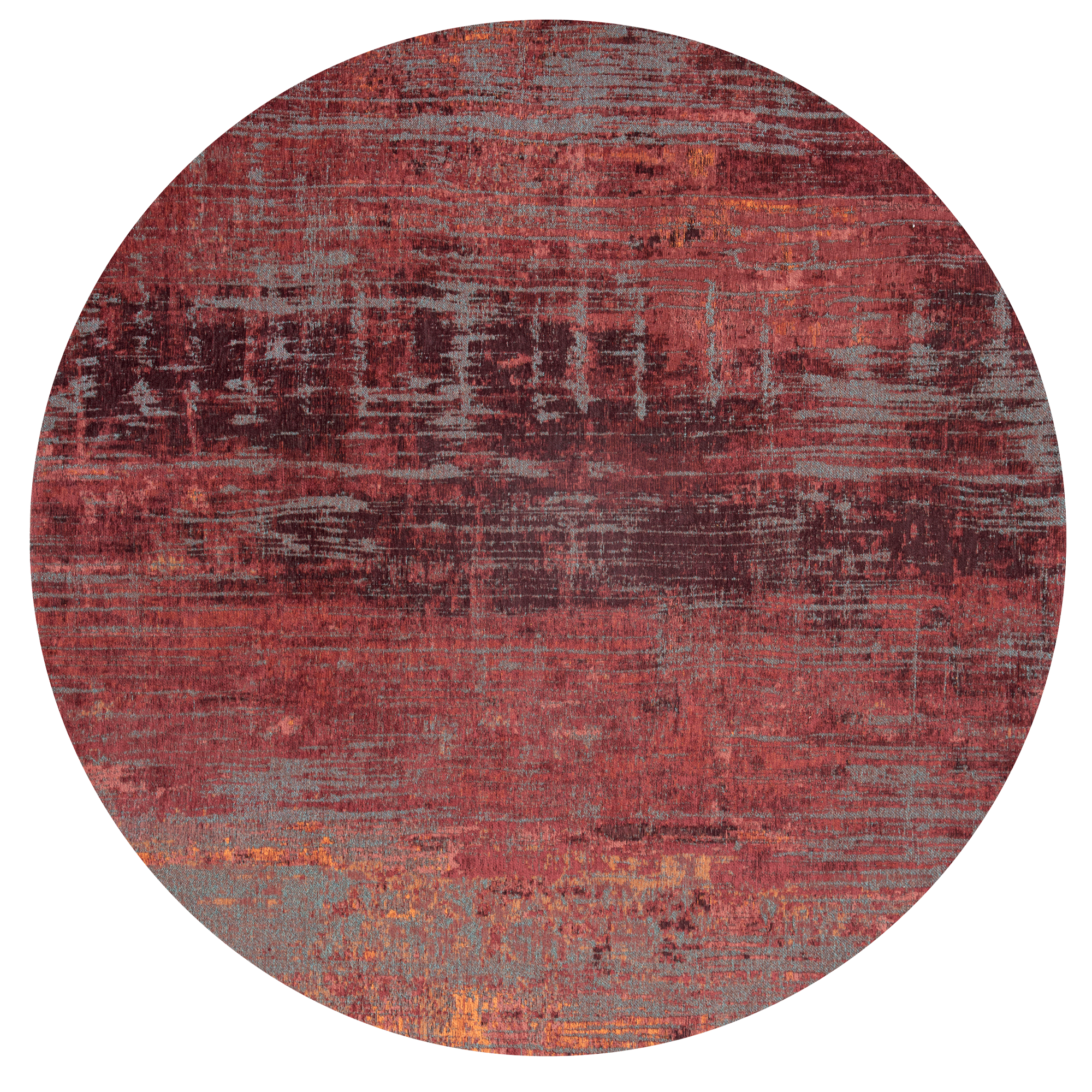 Deep Coral Accent Round Rug