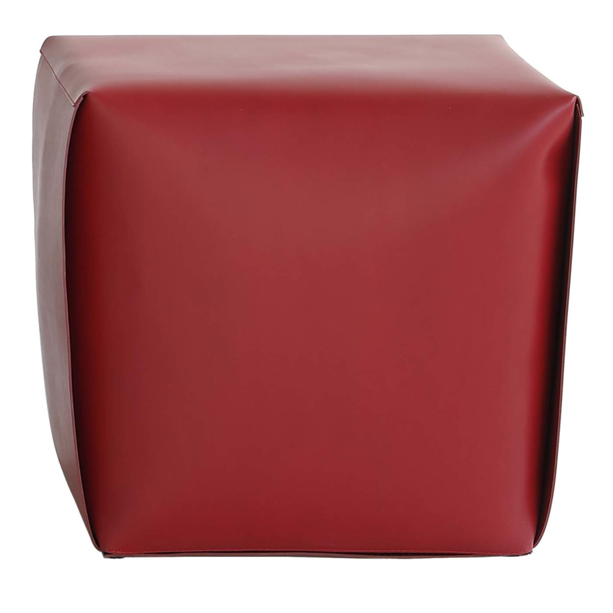 Tall Bao Red Leather Ottoman