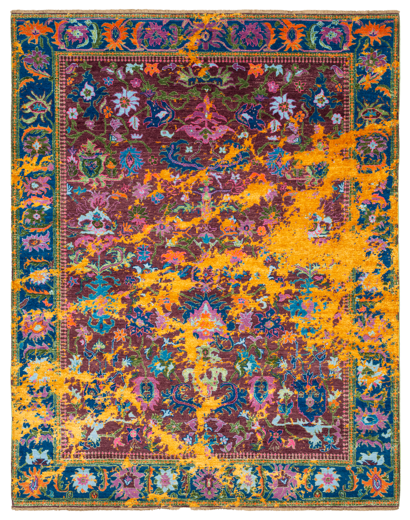 Gold / Multi Silk Designer Rug