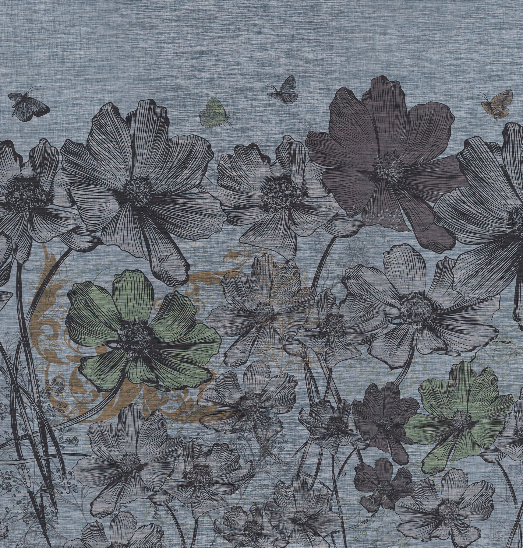 Jeans Flowers Wallcovering