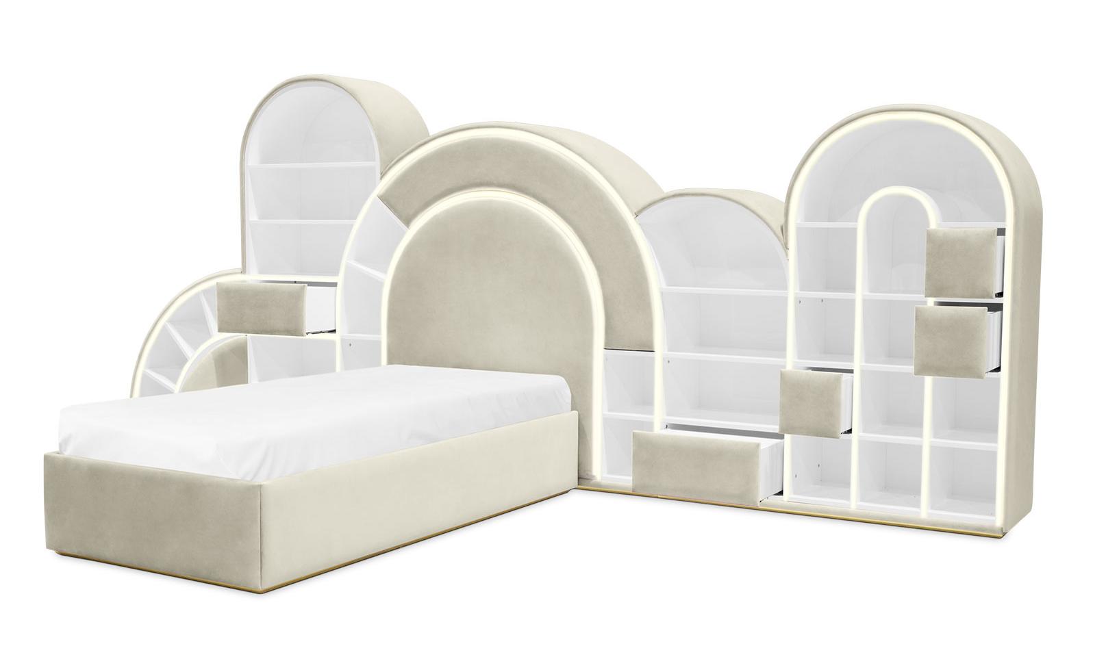 Bubblegum Marshmallow Cream Soft Bed | Configuration: Medium | Mattress Size: 90 x 190 cm