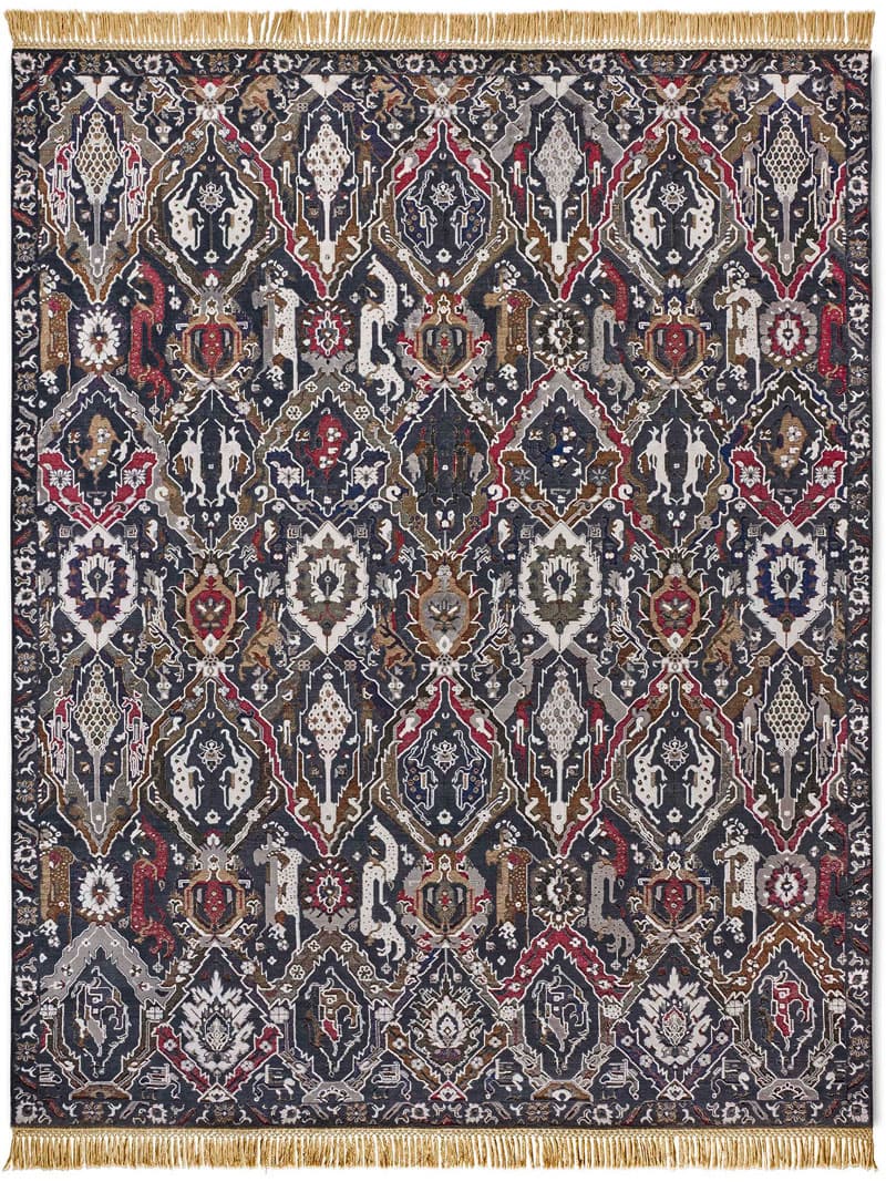 KavaBagh Black Wool & Silk Rug