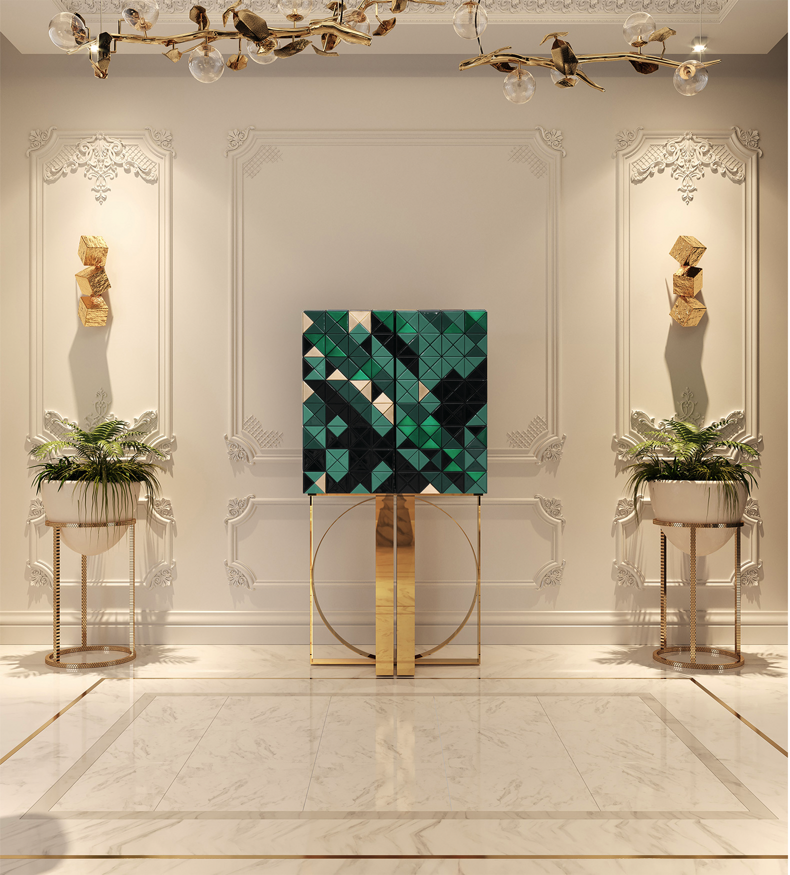 Mosaic Green Artisanal Cabinet