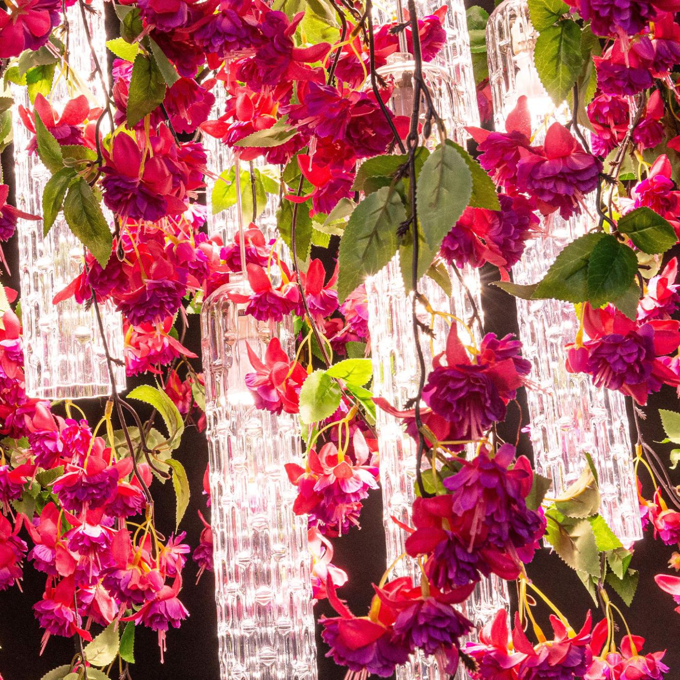 Pink Cascade Square Chandelier