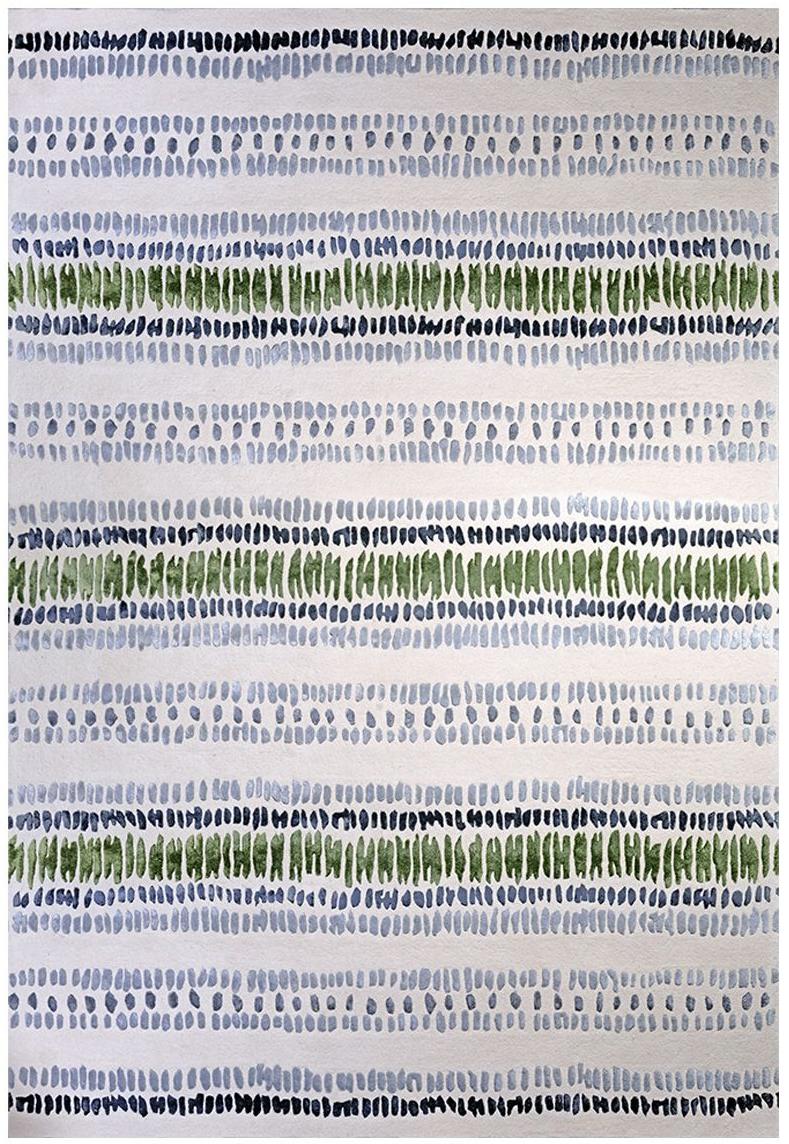 Striped Green Hand-Woven Luxury Rug
