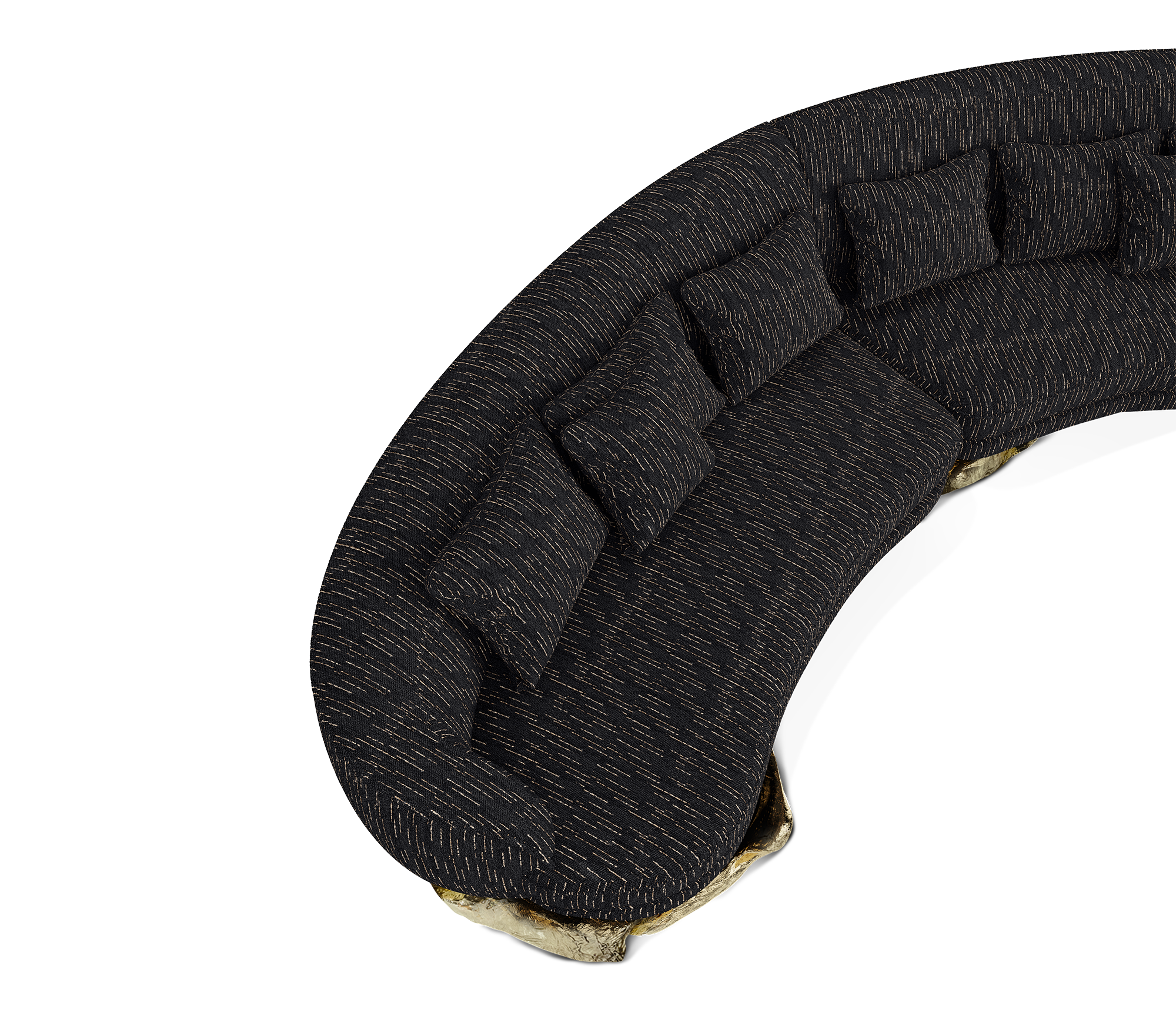 Angora Black Curved Luxe Sofa
