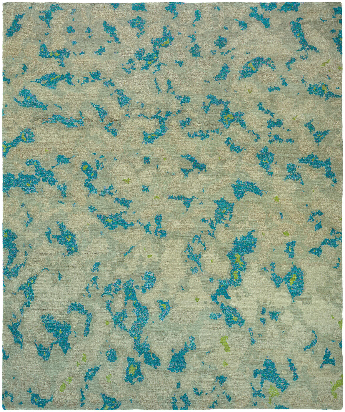 Hand-woven Blue / Green Luxury Rug ☞ Size: 300 x 400 cm