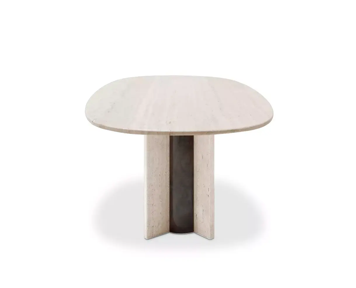 Parisian Travertine Marble Oval Table