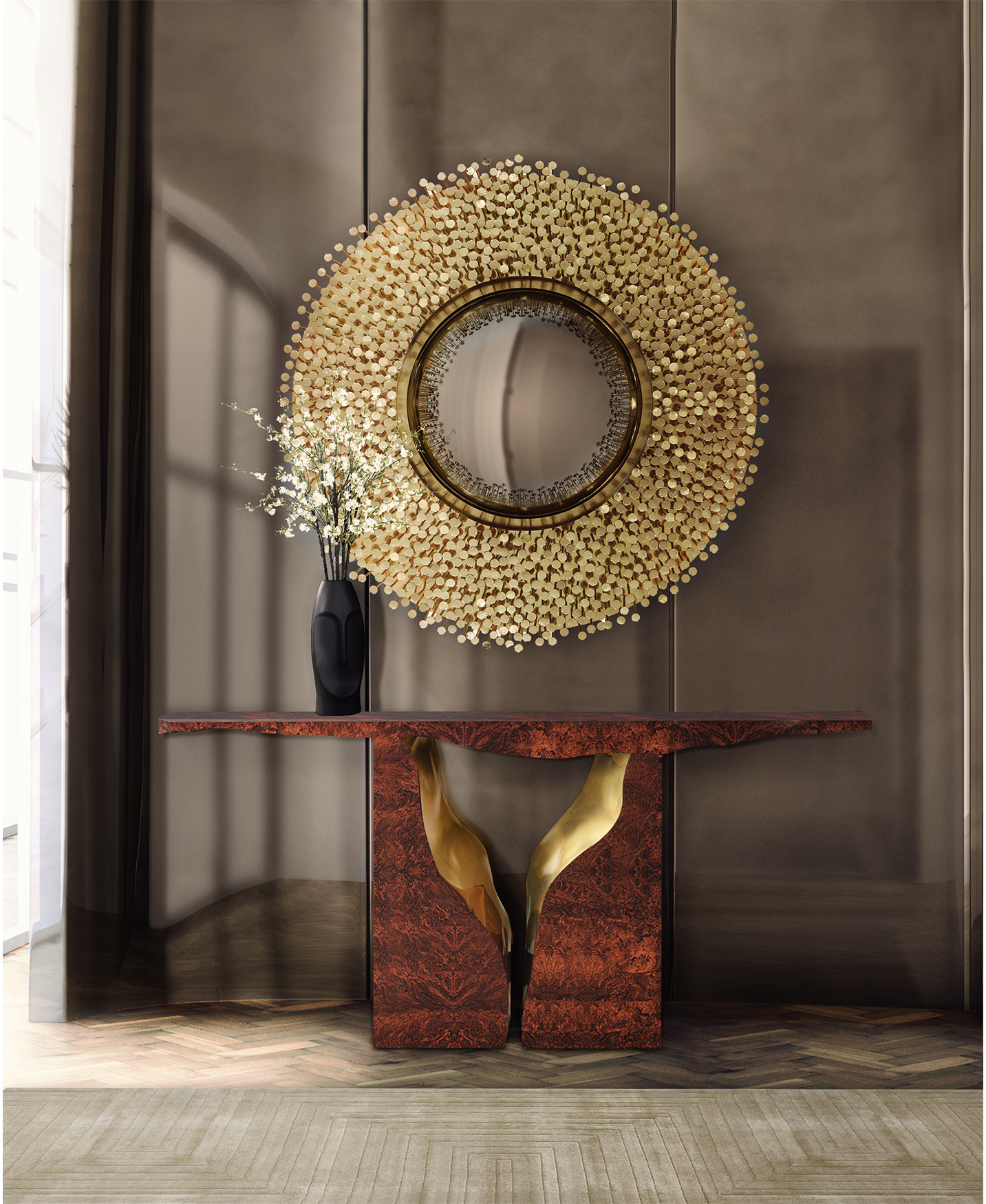 Fissure Walnut Designer Console